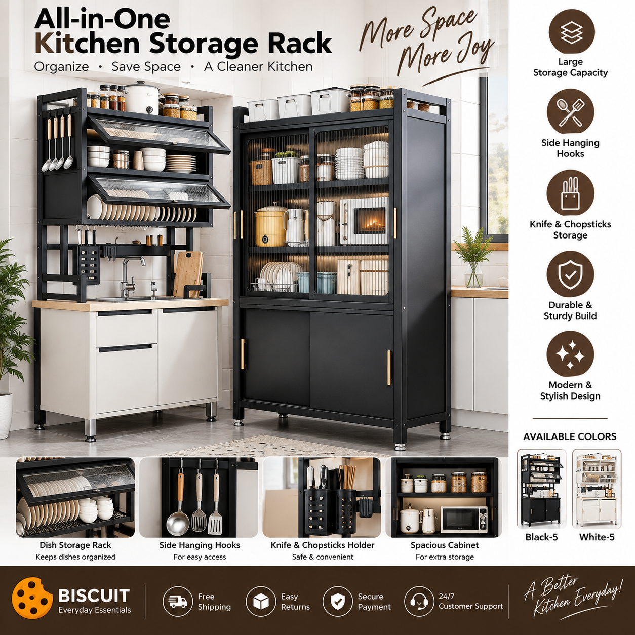 Premium All-in-One Kitchen Storage Rack & Dish Organizer Cabinet
